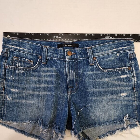 J Brand Cut Off Jean Shorts 28 Libra Wash Mid Rise Distressed Denim Boho Beachy - Picture 3 of 9